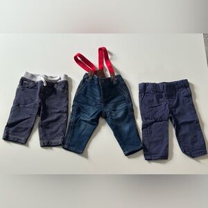 Stylish Kids Denim and Navy Pants Set of 3 size 6 months